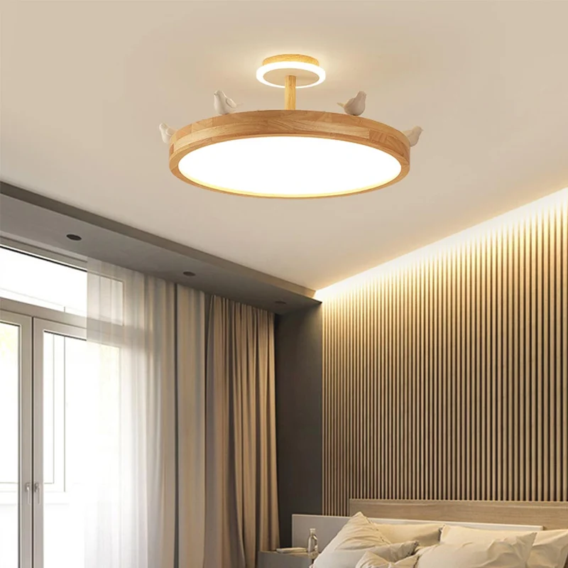 Ceiling Light Wood Chandelier Creative Semi Flush Mount