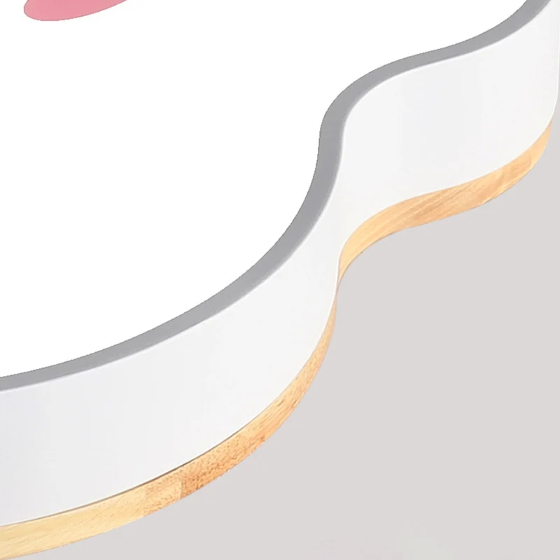 Flush Mount Ceiling Light Macaron Smile Cloud for Kids Girls Room, Wood Iron
