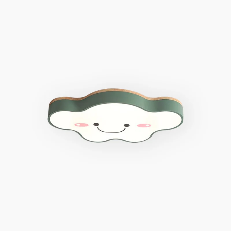 Flush Mount Ceiling Light Macaron Smile Cloud for Kids Girls Room, Wood Iron