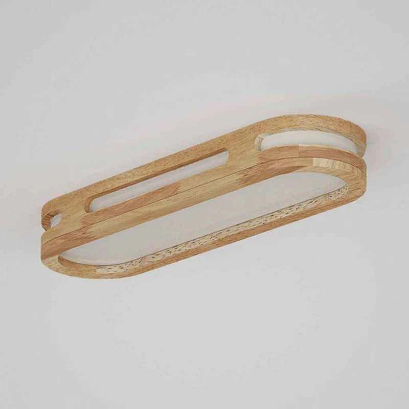 Flush Mount Ceiling Light Modern Rectangular, Wood Acrylic