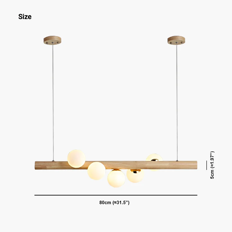 Wood Pendant Ceiling Light Novelty Glass Linear Globe for Dining Room