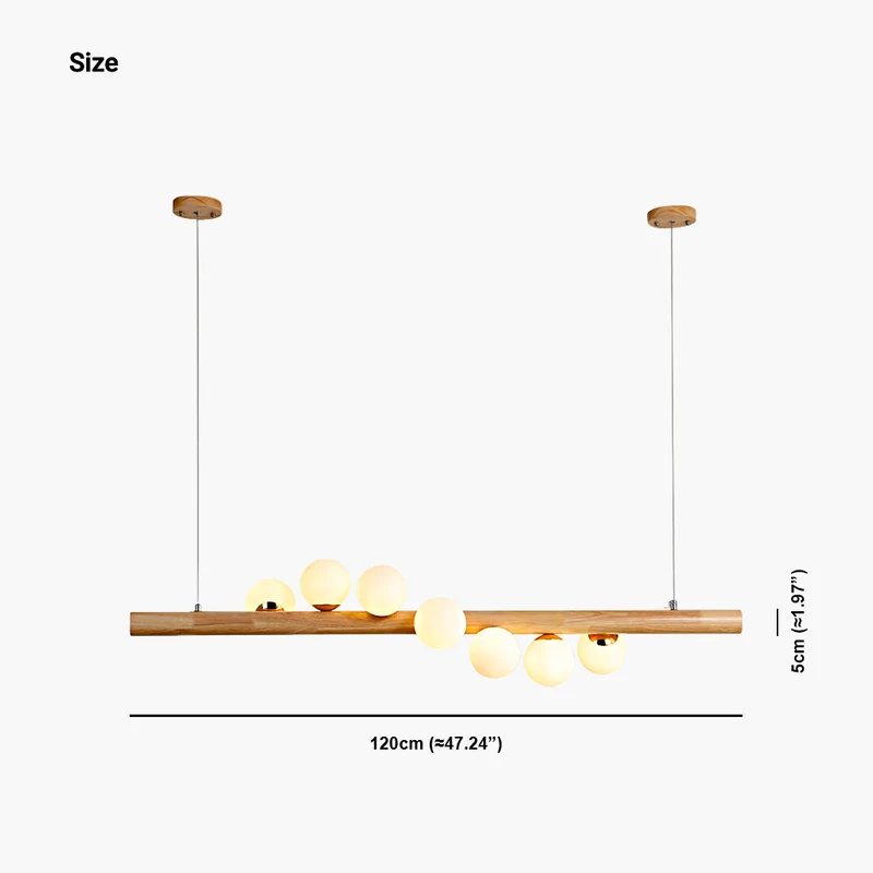 Wood Pendant Ceiling Light Novelty Glass Linear Globe for Dining Room