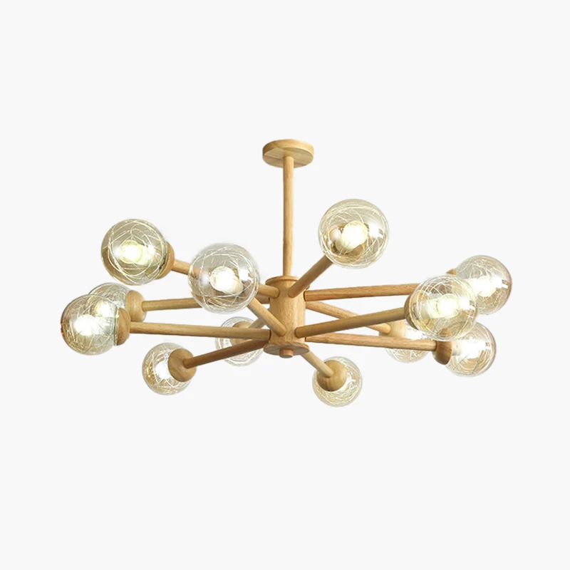 Ceiling Light Chandelier Exquisite Log Wood Semi Flush Mount Atomic Sputnik
