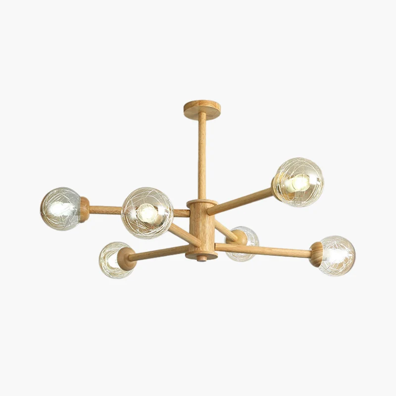 Ceiling Light Chandelier Exquisite Log Wood Semi Flush Mount Atomic Sputnik