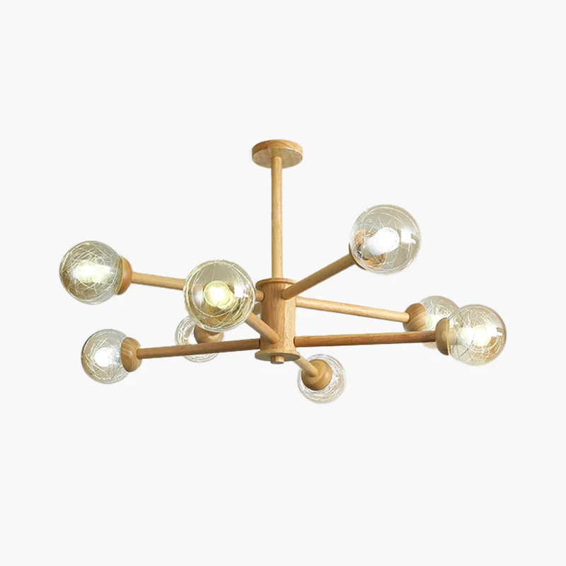 Ceiling Light Chandelier Exquisite Log Wood Semi Flush Mount Atomic Sputnik