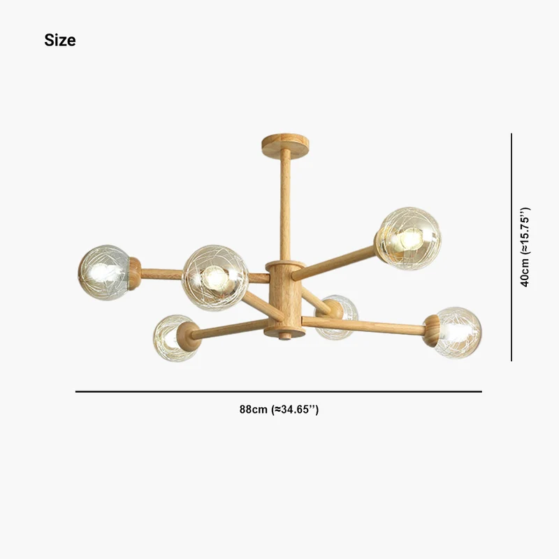 Ceiling Light Chandelier Exquisite Log Wood Semi Flush Mount Atomic Sputnik