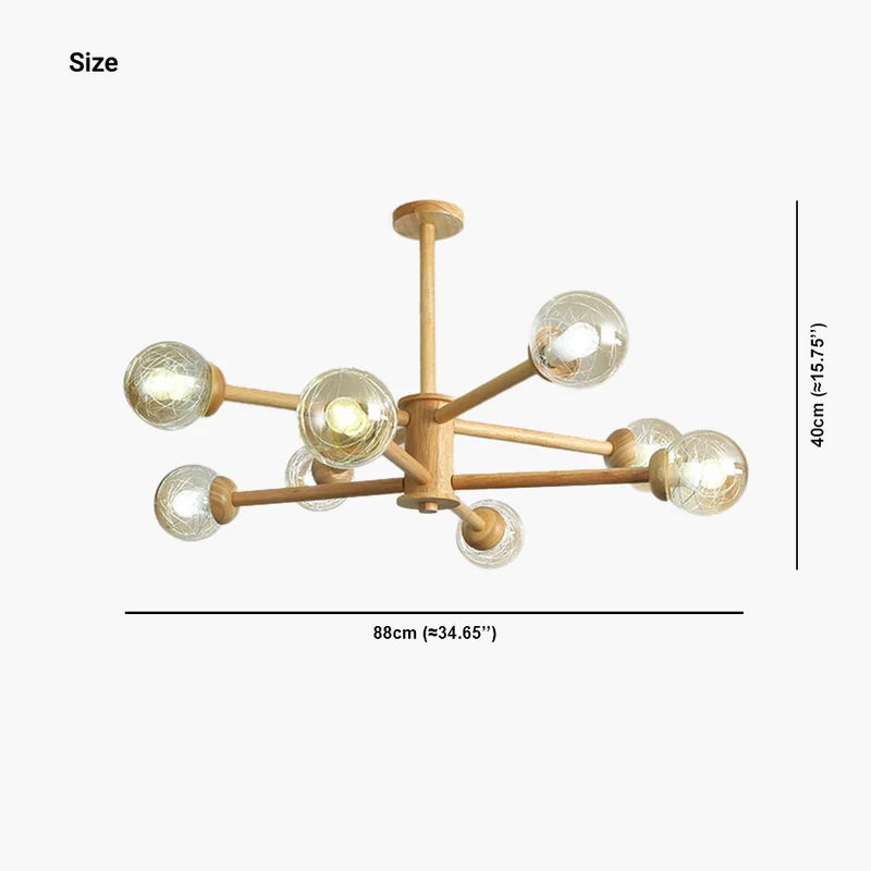 Ceiling Light Chandelier Exquisite Log Wood Semi Flush Mount Atomic Sputnik