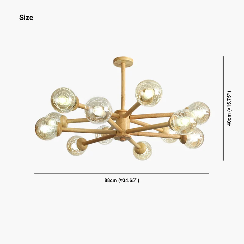 Ceiling Light Chandelier Exquisite Log Wood Semi Flush Mount Atomic Sputnik