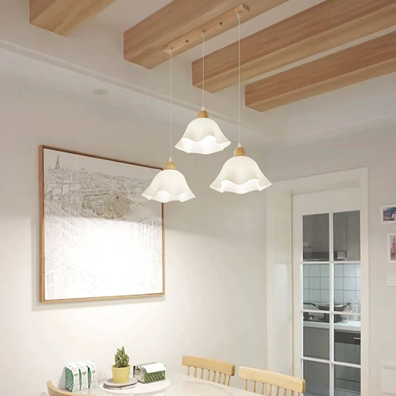 Pendant Light Nordic Wood Acrylic Flower for Dining Room