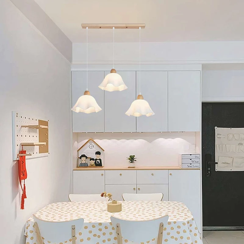 Pendant Light Nordic Wood Acrylic Flower for Dining Room