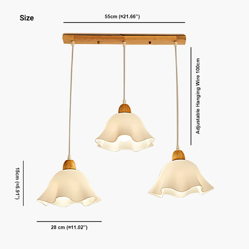 Pendant Light Nordic Wood Acrylic Flower for Dining Room