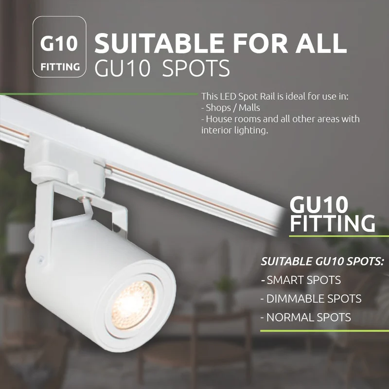 LED 1-Phasen-Schienenstrahler mit GU10-Fassung | Weiß