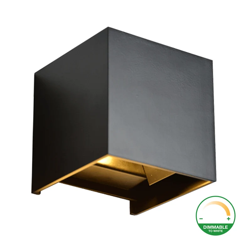 LED-Würfel-Wandleuchte 6W | Vom Dimmen zum Warmen | IP65 | Schwarz | 2000–3000 K