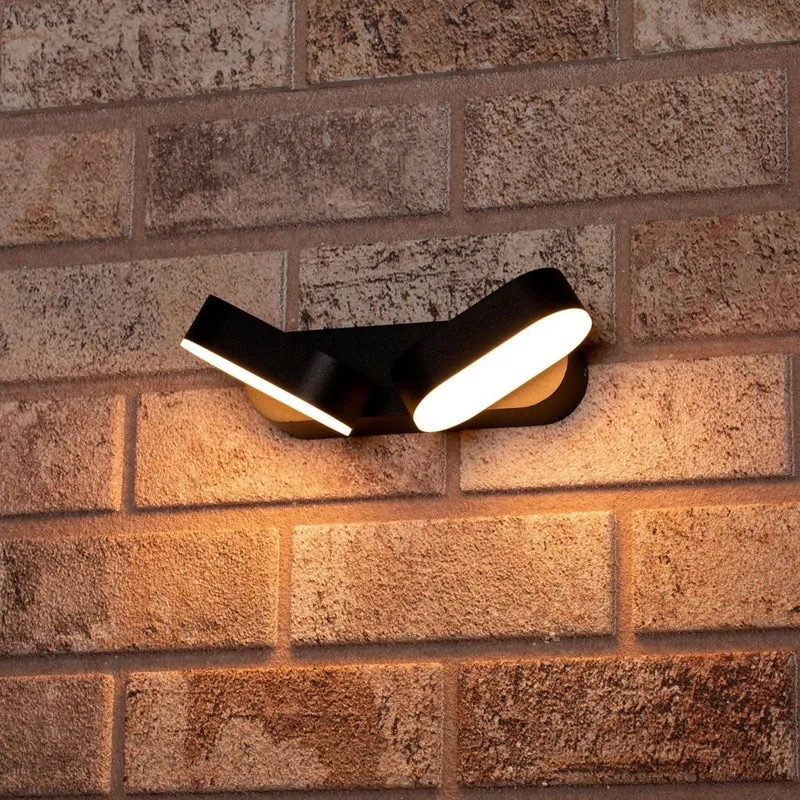 LED's Light Doppelte LED-Außenleuchte - Modell Rieti - Warmweiß - IP44 wasserdicht - Schwarz