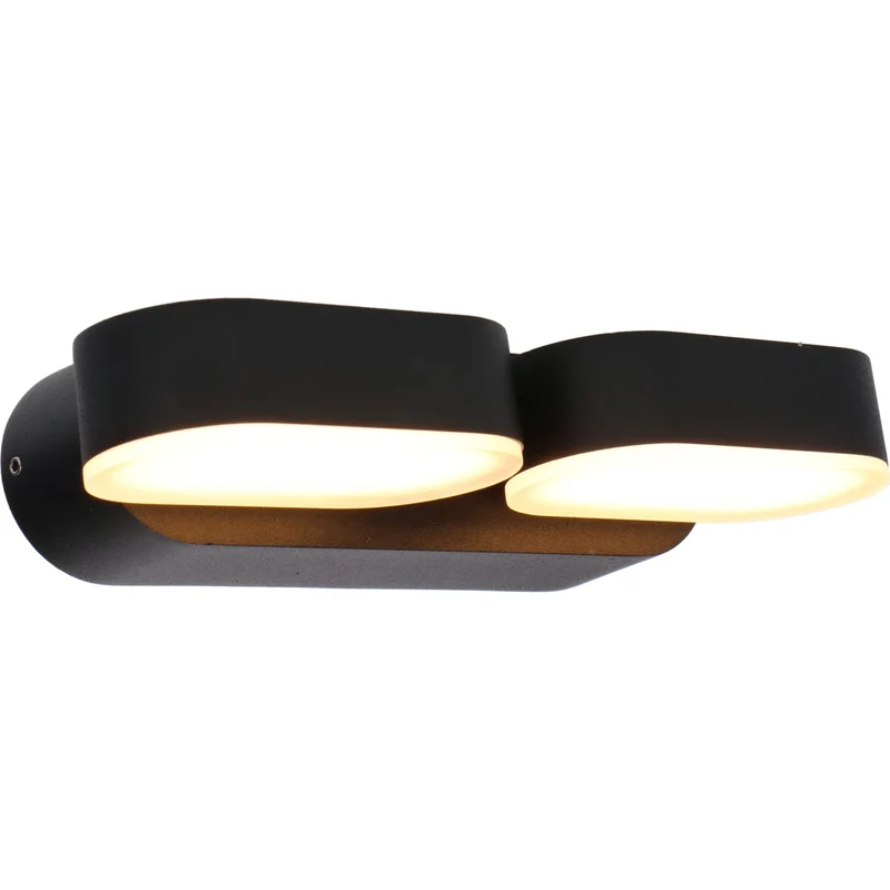 LED's Light Doppelte LED-Außenleuchte - Modell Rieti - Warmweiß - IP44 wasserdicht - Schwarz