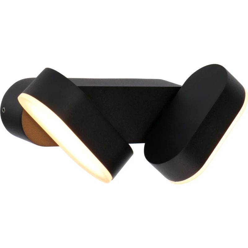 LED's Light Doppelte LED-Außenleuchte - Modell Rieti - Warmweiß - IP44 wasserdicht - Schwarz