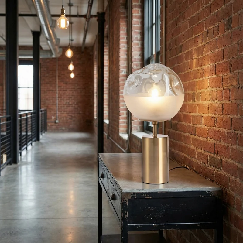 Verstellbare Nachttischlampe aus Glas und Metall, zeitlos schick – Orys