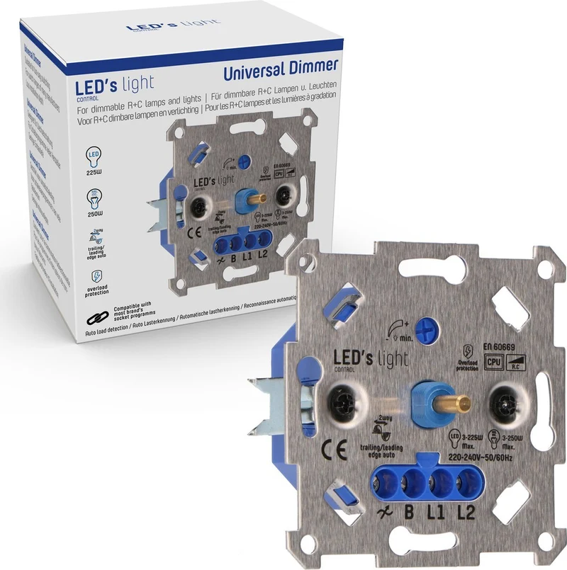 Dimmer mit Design-Abdeckung schwarz matt für LED und Halogen bis 250W - LED's Light