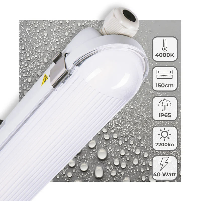 Philips LED-Leuchte Light Pro, 150 cm, 40 W, Energieeffizienzklasse B, dimmbar, 7200 lm, 180 lm/W, Schutzart IP65, 4000 K, Farbtemperatur IK08