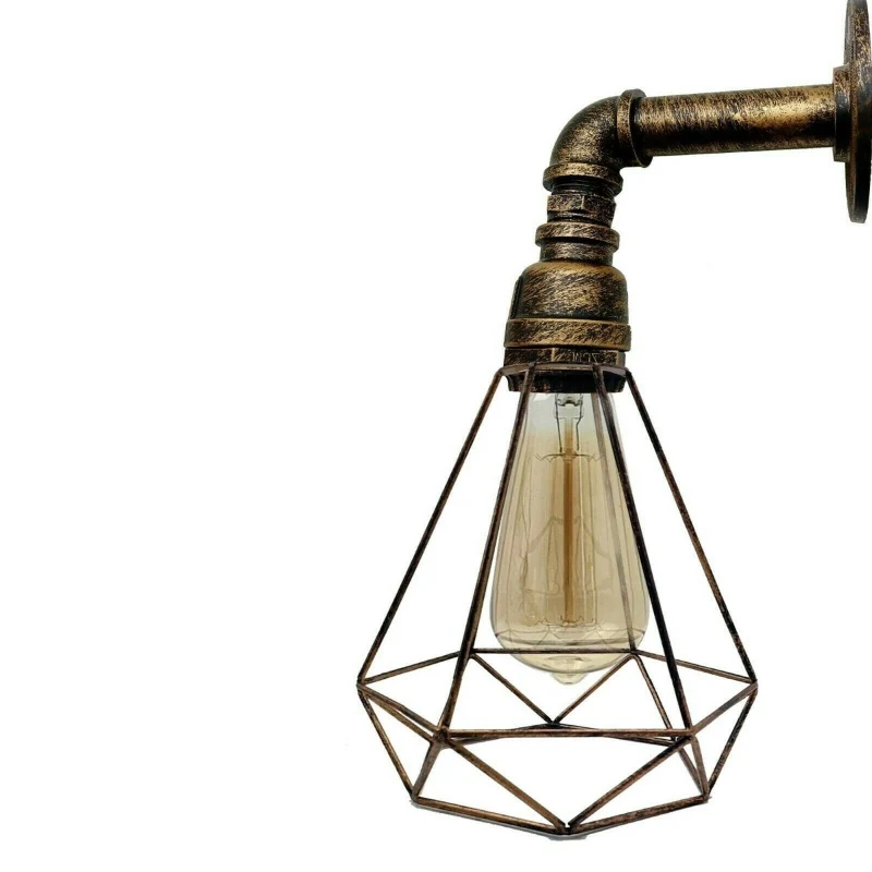 Vintage Deckenabhänger,Wandleuchte Diamant Drahtkäfig~3177