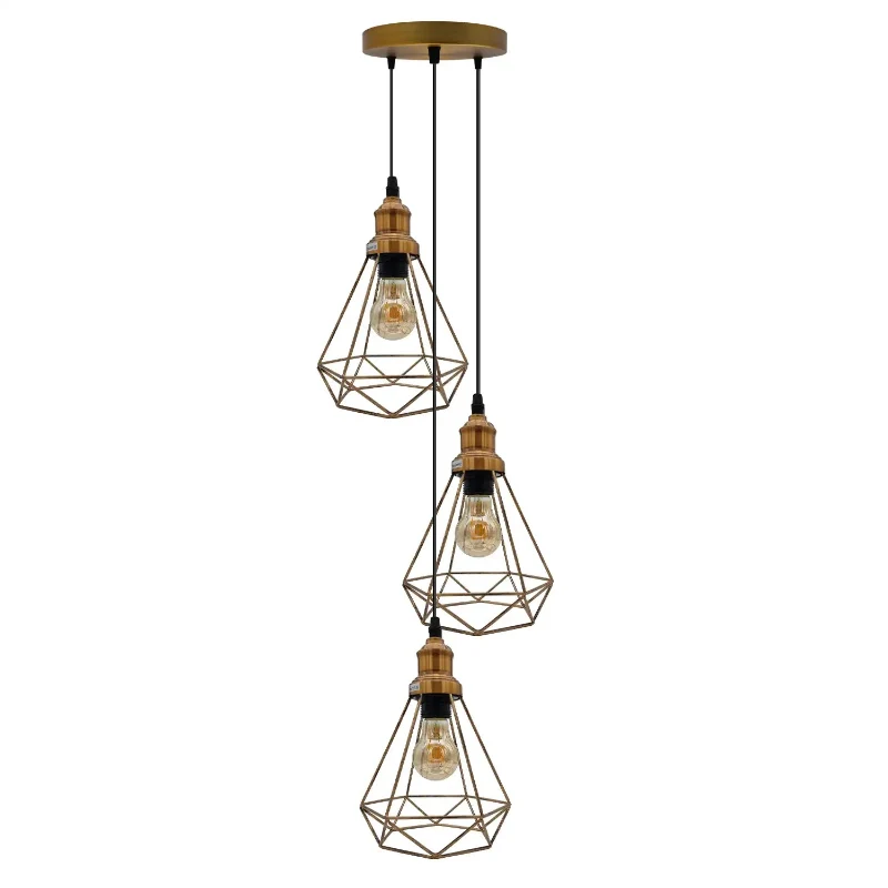 Vintage Deckenabhänger,Wandleuchte Diamant Drahtkäfig~3177