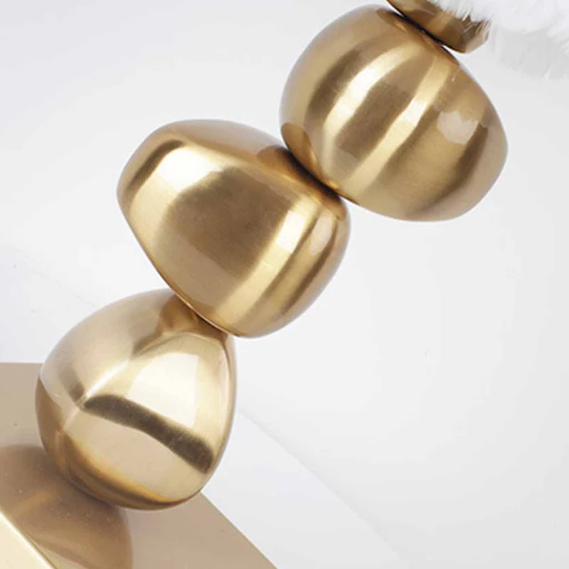 Feather Table Lamp Unique Metal Pebble for Bedroom, White