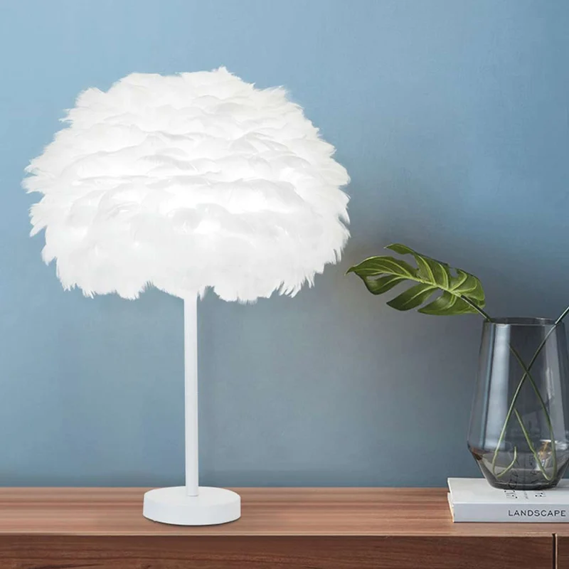 Feather Table Lamp Minimalist Bloom, All White