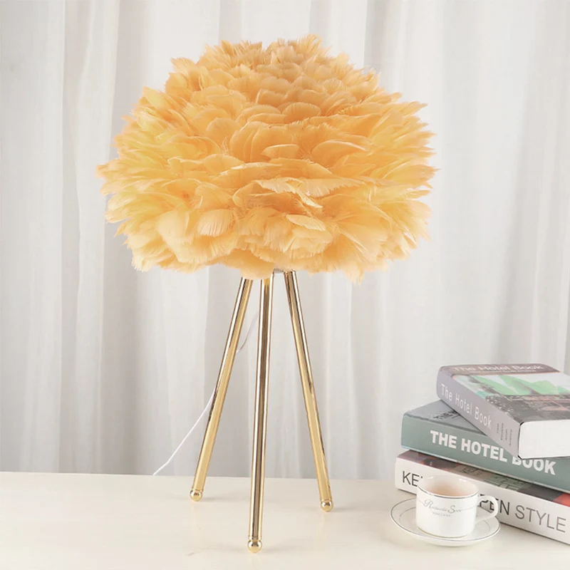 Feather Table Lamp Nordic Style Tripod, 2 Colors