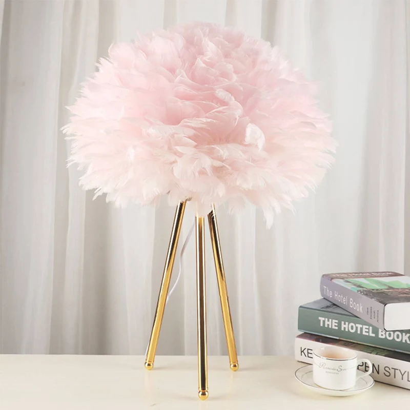 Feather Table Lamp Nordic Style Tripod, 2 Colors