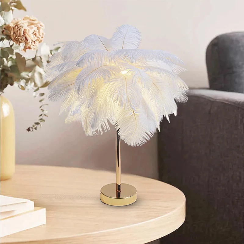 Ostrich Feather Table Lamp Minimalist, 3 Colors