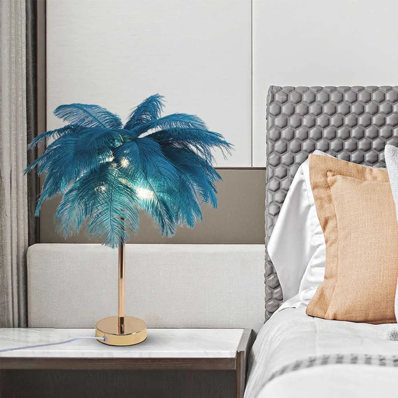 Ostrich Feather Table Lamp Minimalist, 3 Colors