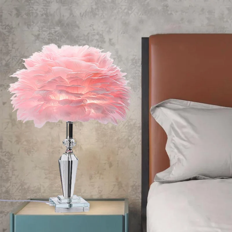 Feather Table Lamp Romantic Diamond Crystal, Pink/Blue