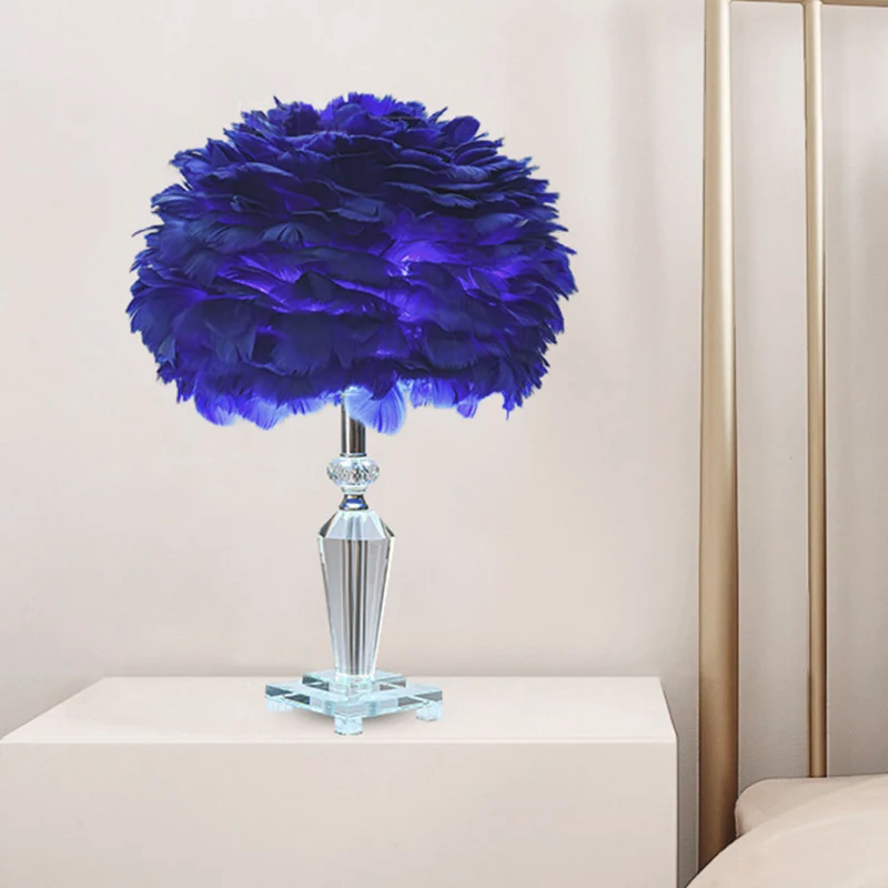 Feather Table Lamp Romantic Diamond Crystal, Pink/Blue