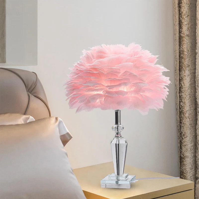 Feather Table Lamp Romantic Diamond Crystal, Pink/Blue