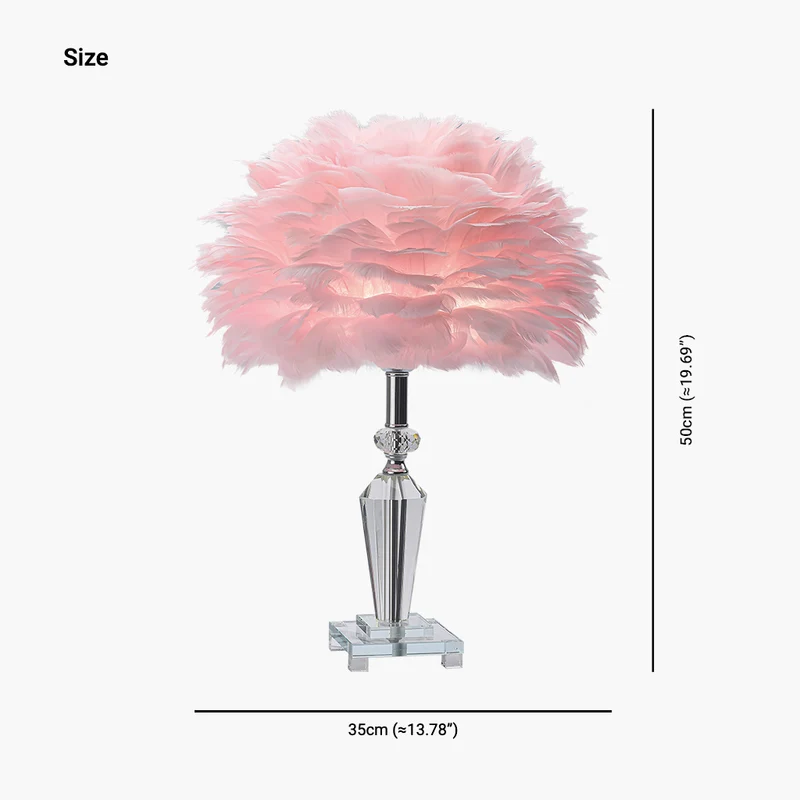 Feather Table Lamp Romantic Diamond Crystal, Pink/Blue