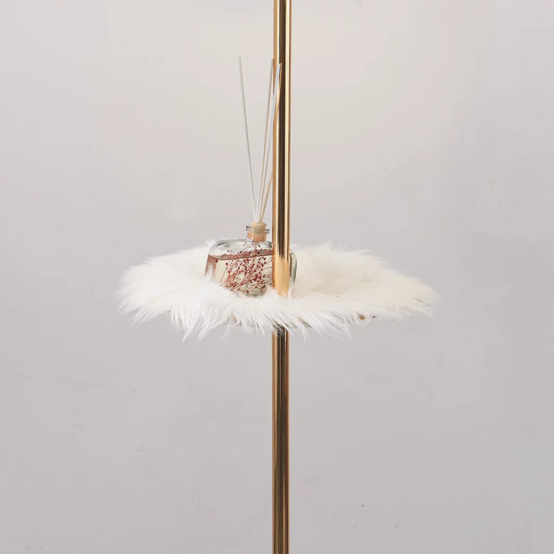Ostrich Feather Floor Lamp with Table Tray, Nordic, 3 Colors