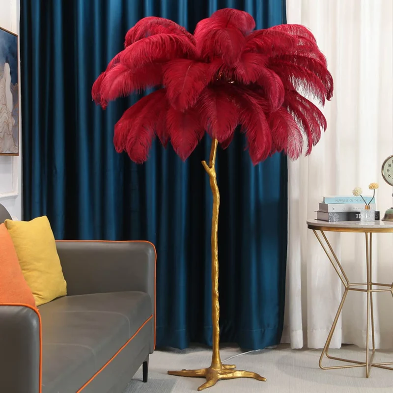 Ostrich Feather Floor Lamp Luxury, 16 Colors/Resin