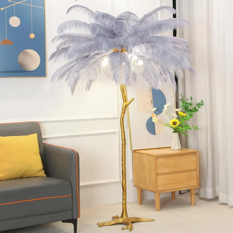 Ostrich Feather Floor Lamp Luxury, 16 Colors/Resin