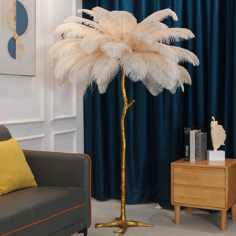 Ostrich Feather Floor Lamp Luxury, 16 Colors/Resin