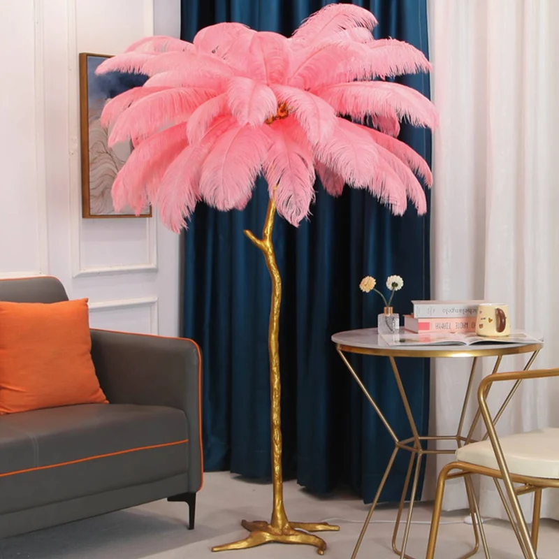 Ostrich Feather Floor Lamp Luxury, 16 Colors/Resin