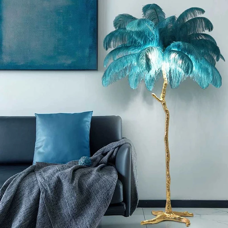 Ostrich Feather Floor Lamp Luxury, 16 Colors/Resin