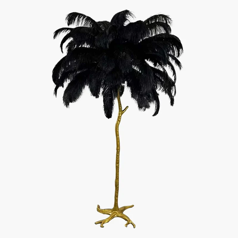 Ostrich Feather Floor Lamp Luxury, 16 Colors/Resin