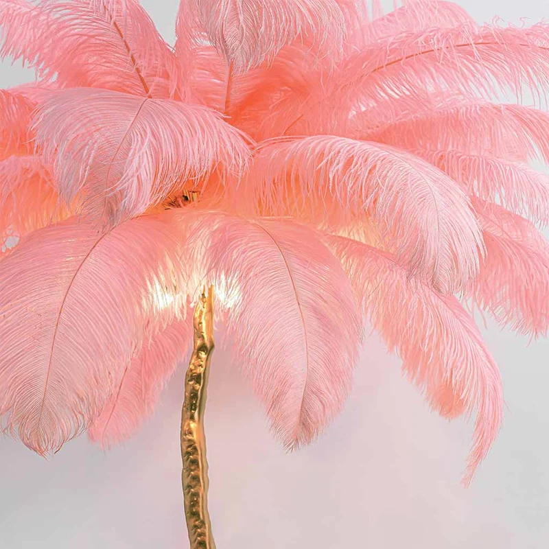 Ostrich Feather Floor Lamp Luxury, 16 Colors/Resin