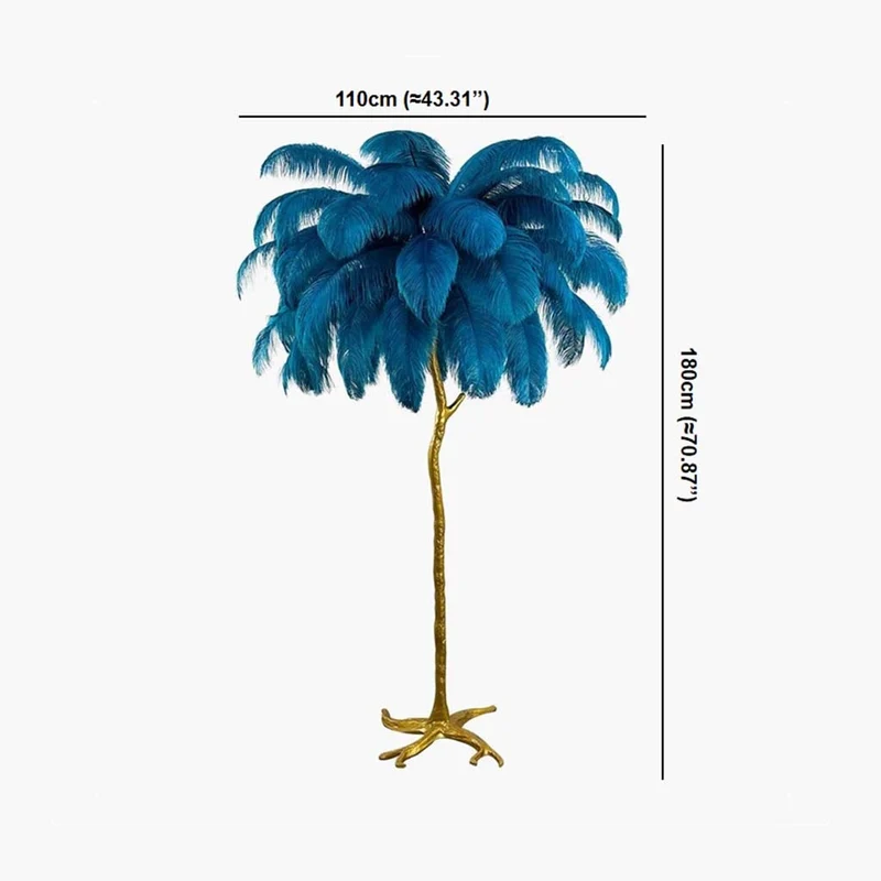 Ostrich Feather Floor Lamp Luxury, 16 Colors/Resin