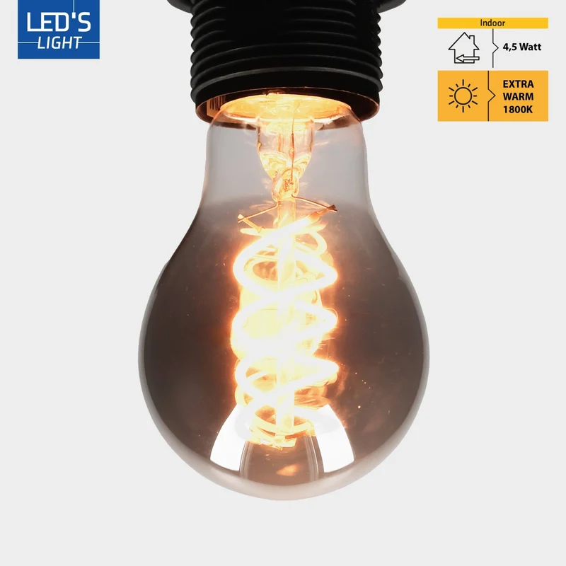 LED Birne E27 dimmbar 4,5W extra-warmweiß Smoke-Tönung A60 - LED's Light