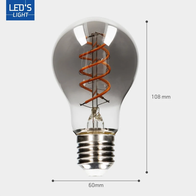 LED Birne E27 dimmbar 4,5W extra-warmweiß Smoke-Tönung A60 - LED's Light