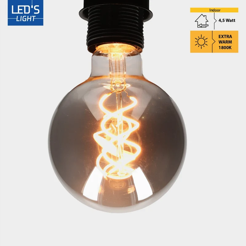 LED Globe E27 dimmbar 4,5W extra-warmweiß Smoke-Tönung G95 - LED's Light