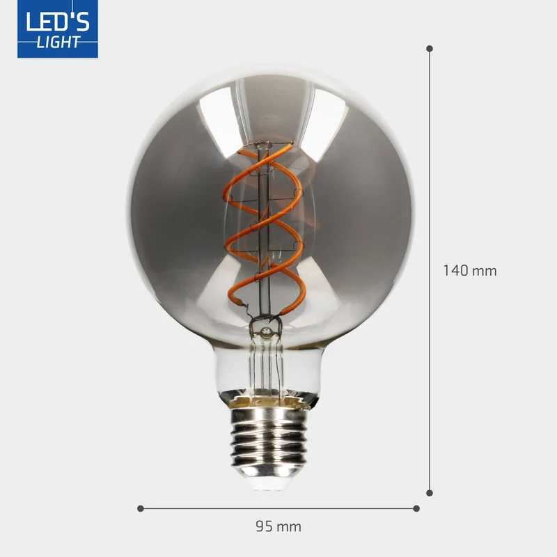 LED Globe E27 dimmbar 4,5W extra-warmweiß Smoke-Tönung G95 - LED's Light