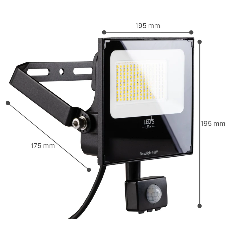 LED-Strahler mit Bewegungsmelder schwarz 50W neutralweiß IP65 - LED's Light