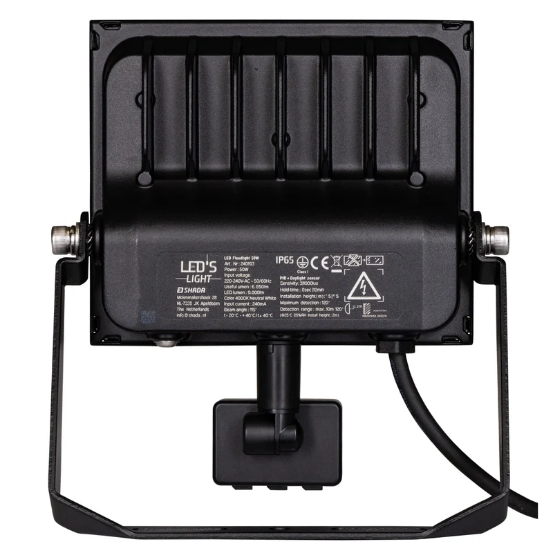 LED-Strahler mit Bewegungsmelder schwarz 50W neutralweiß IP65 - LED's Light